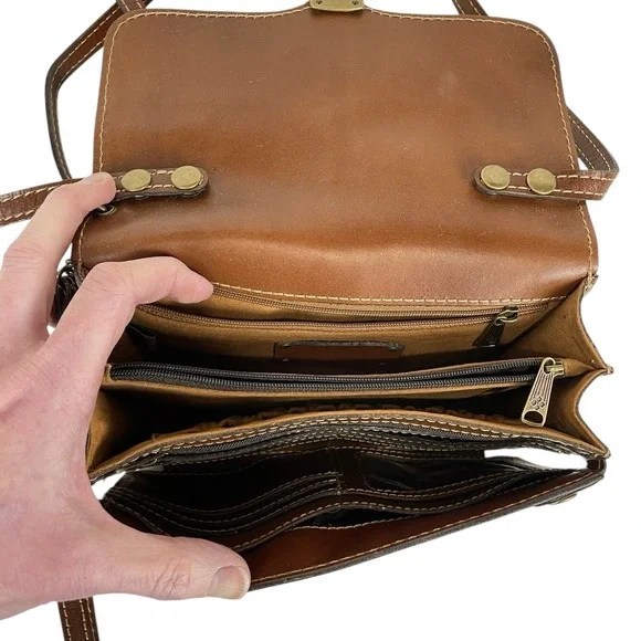 Patricia Nash Map Collection Crossbody Clutch Bag Leather Brass Travel Artisan - Picture 6 of 13